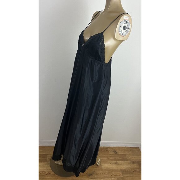 Vintage Nightwinds Women's XS Black Long Nightgown Full Length Nylon Rayon Blend - Picture 6 of 11